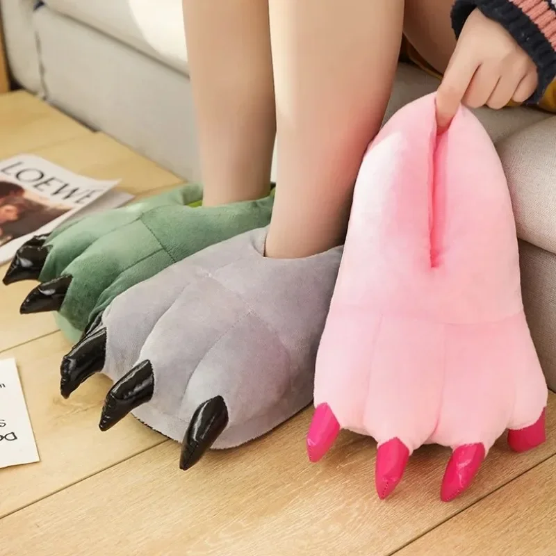 Тапочки в виде лап животных для мальчиков и девочек милые тапочки унисекс когтей