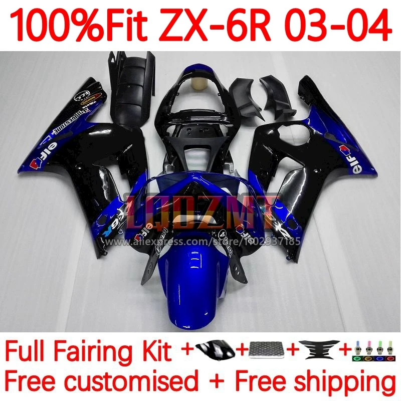 

Injection Body For KAWASAKI NINJA ZX-636 ZX-6R ZX 6R 636 6 R 600CC ZX636 ZX6R 2003 2004 ZX600 03 04 Fairing blue black 55No.10