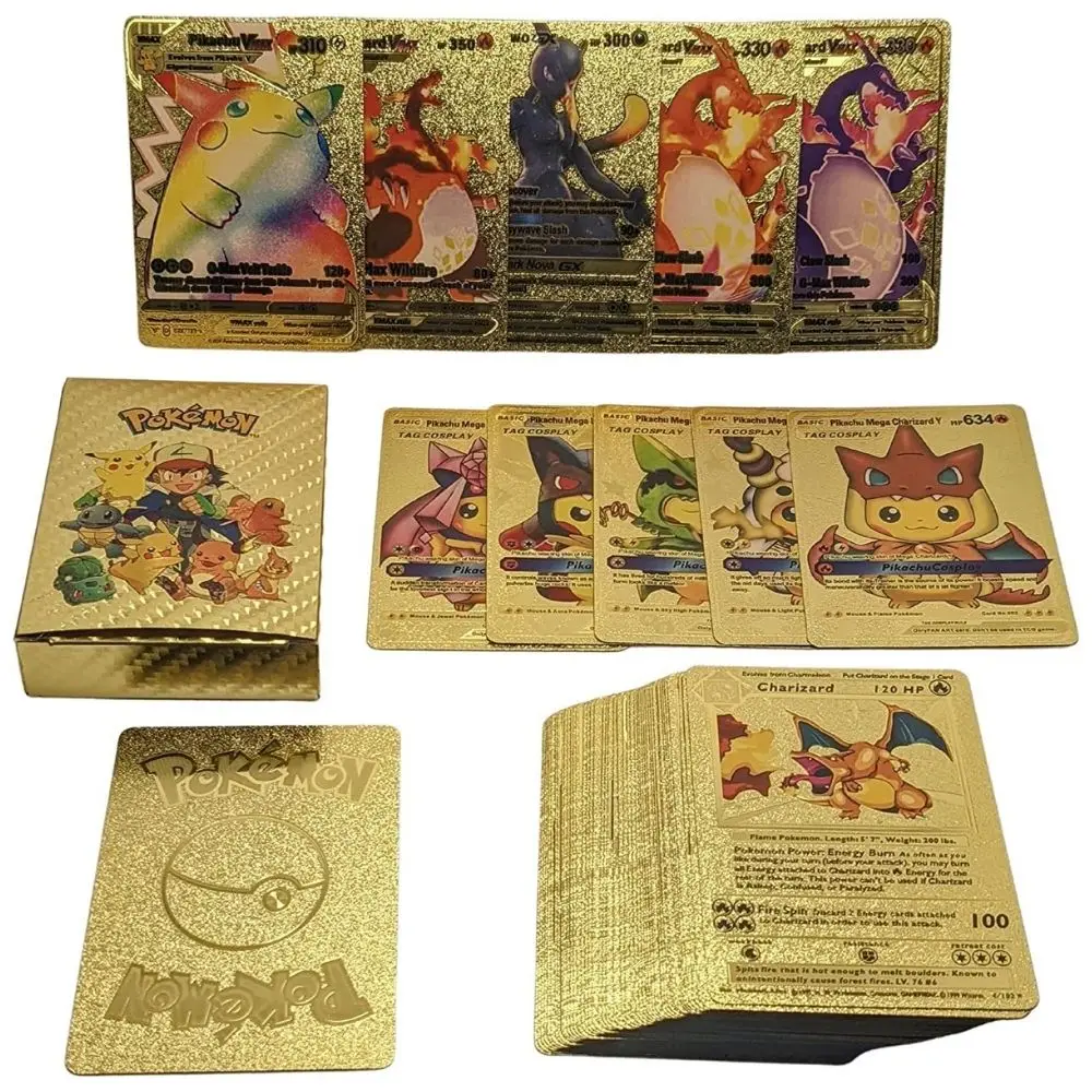 

2022 27-54 Cartas Pokemon Cards Gold Card V Vmax Spanish Pokemon Card Golden Kids Game Collection Cards Christmas Gift