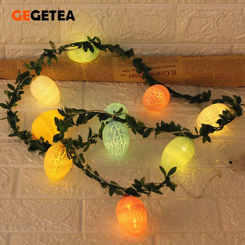 

Новый домашний декор, светящаяся гирлянда с зелеными листьями в форме яйца, светодиодный фонарь с трещинами, светящаяся гирлянда из зеленог...