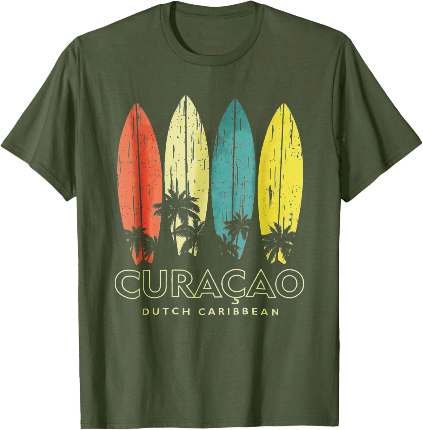 Фото Футболка Curacao Retro Surfboards в винтажном стиле для мальчиков, девочек, мужчин и женщин, хлопковая футболка с графическим принтом, уличная одежда, Ropa Hombre №4
