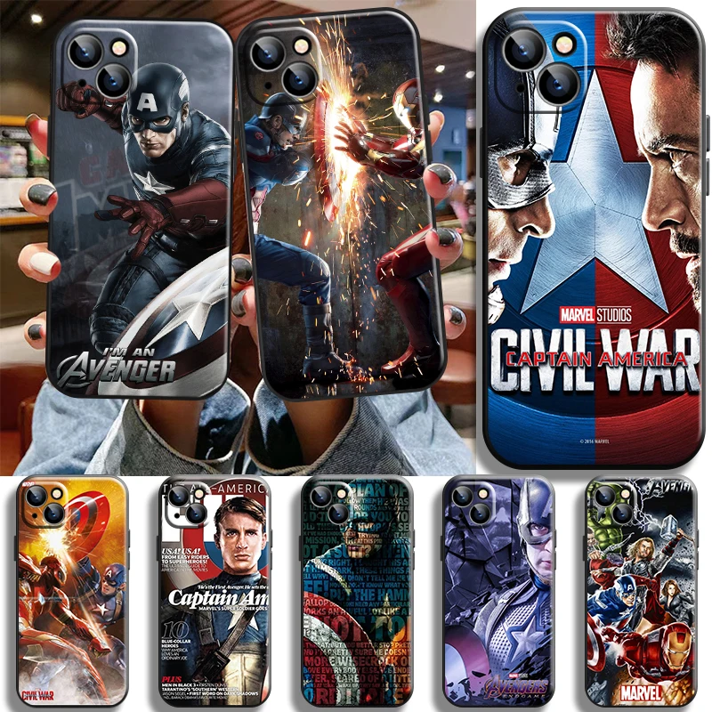 

Avengers Captain America Phone Case For iPhone 14 13 12 11 Pro Mini X XR XS Max SE 7 8 Plus Soft Shell Shockproof