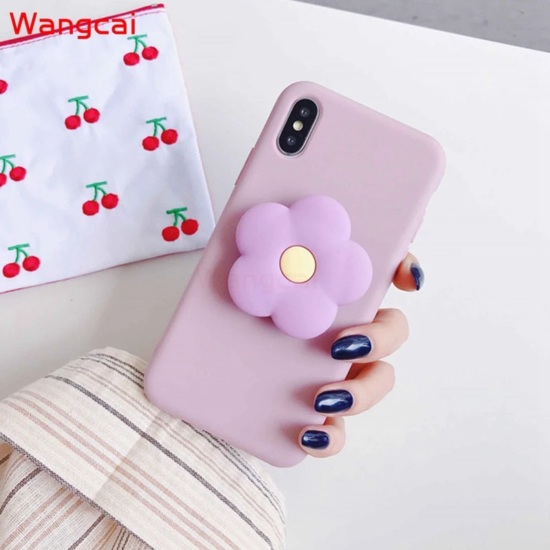 For Samsung Galaxy S23 S22 S21 20 Ultra Plus FE A04 A14 A13 A23 A73 A53 A33 A03 Core Case Flower Holder Stand Finger Ring Cover |