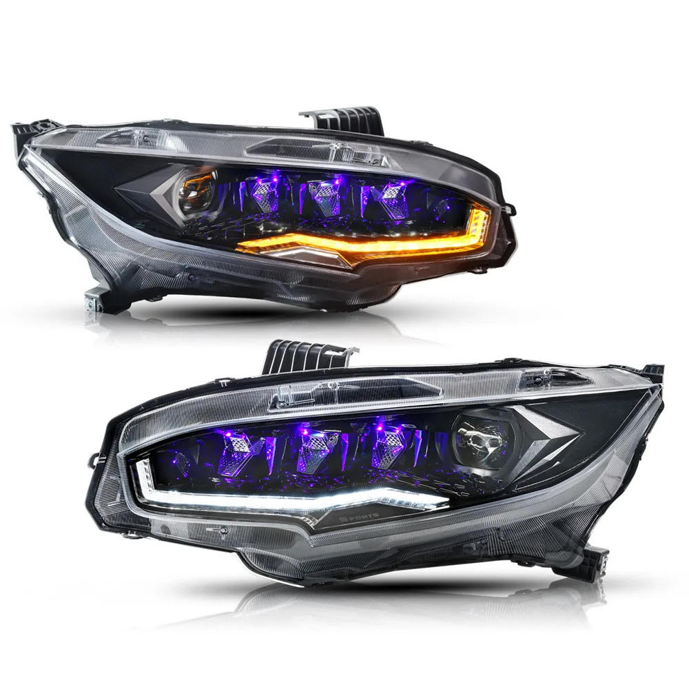 Автомобильная светодиодная передняя фара для Civic 10 3/2 хэтчбека FK7 FK8 FK1 FK4 16-21