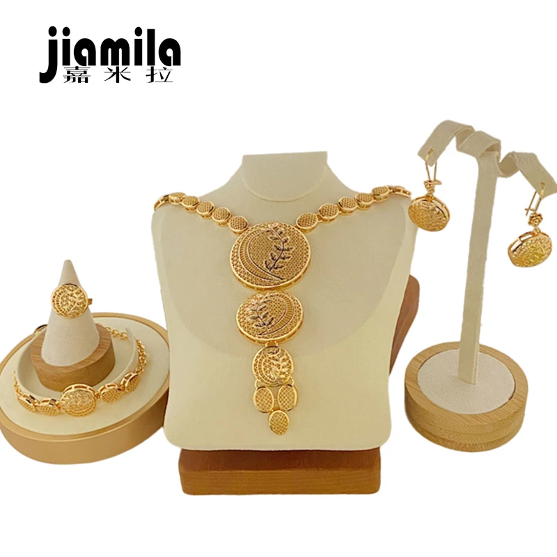 

JIAMILA Saudi Arabia Necklace Bracelet ring earrings Dubai 24k Gold Plated Jewelry Sets Ethiopian Nigeria Women Bridal Jewellery