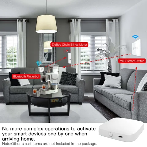 Многорежимный смарт-шлюз ZigBee WiFi Bluetooth Mesh Hub Работает с голосовым управлением через приложение Tuya Smart App через домашний