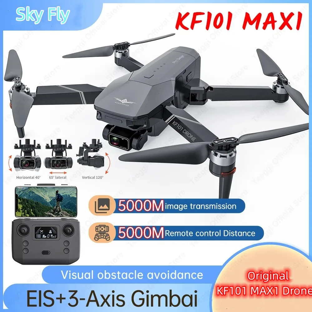 Профессиональный Квадрокоптер Sky Fly KF101 MAX1 Orignal 4K, HD-камера, высота 5 км, GPS, фонарь, Wi-Fi, 3-осевой карданный бесщеточный мотор, Радиоуправляемый Дрон