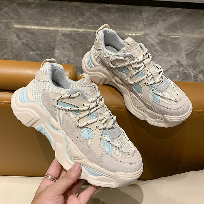 

Moipheng Autumn Women Shoes Chunky Sneakers for Female Couple Shoes Size 35-44 Vulcanize Shoes Casual Beige Platform Sneakers