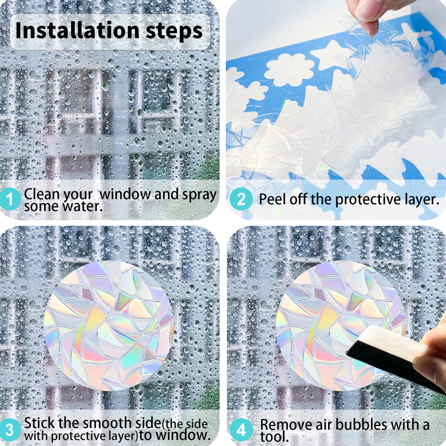 Наклейки со стеклянными элементами снежинка лось Санта искусственный ПВХ