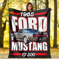 mustang logo pattern flannel throw blanket warm blanket for home picnic travel plane office and for adults kids elderly