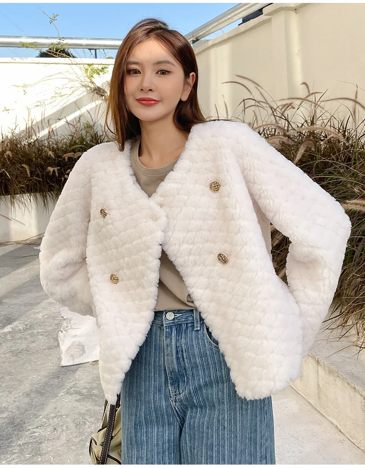 Autumn Winter Warm Sheep Shearling Coat For Women Grain Velvet Cloud Wool Fur Coat 2022 New Fashion Solid Color Lamb Wool Jacket
