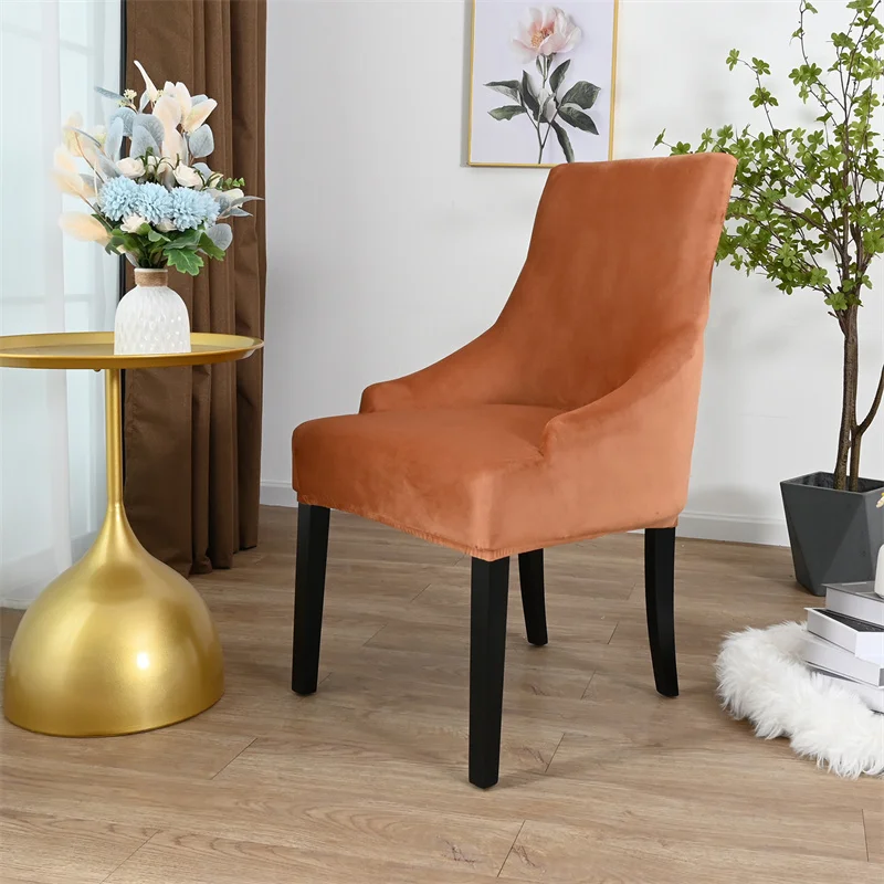 Sloping Armchair Cover Airldianer Chair Velvet Stretch Dining Slipcovers Solid Color Spandex Plush Covers Protector |