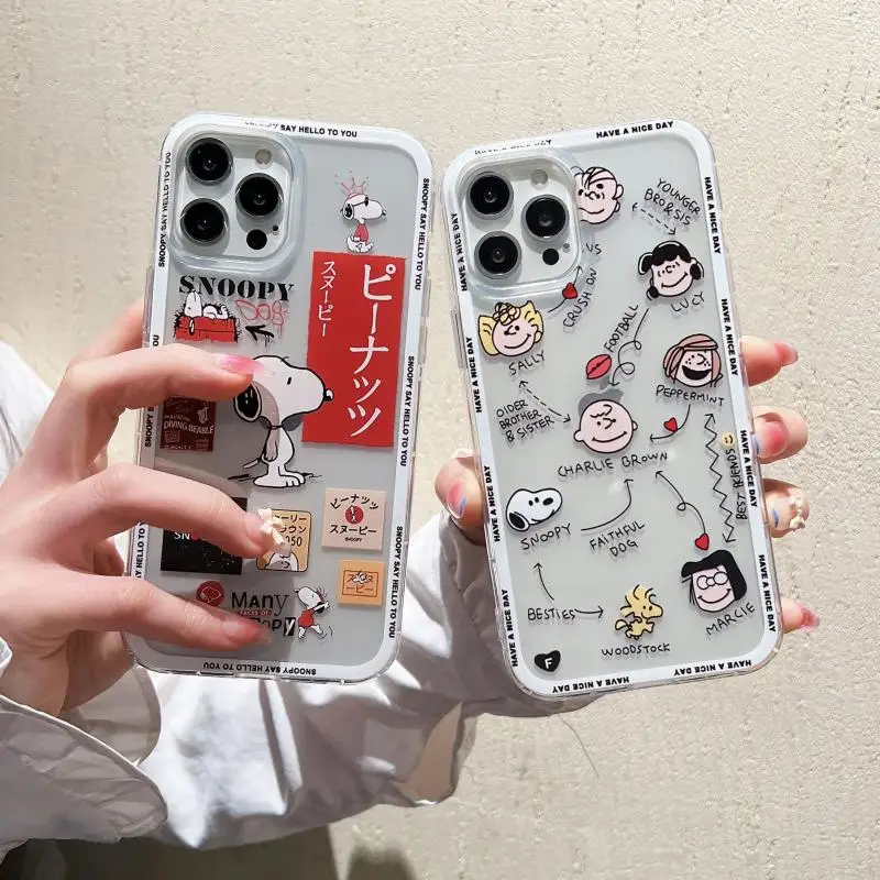 

Cartoon Snoopy Applicable To Samsung M51/52/12/s22/note10/20Plus/a03 Kawaii Transparent Anti Falling Silicone Protective Shell