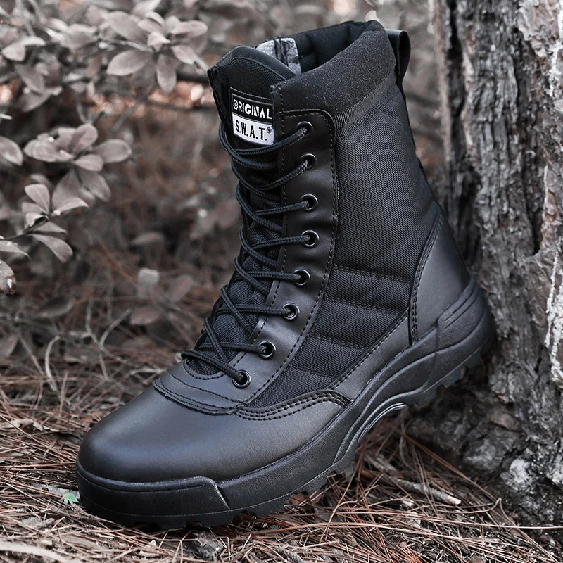 Black Men Hiking Boots Military Lightweight Tactical Boots Men Special Force Desert Combat Army Boots Outdoor Men Trekking Shoes