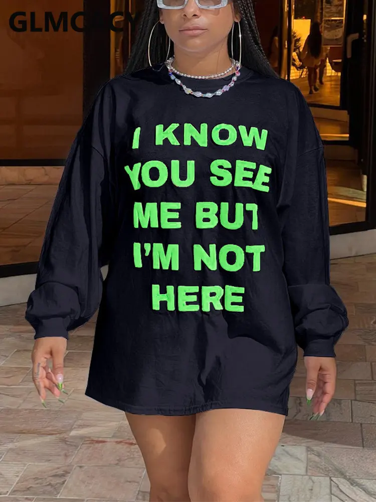 

Women Long Sleeve Letter Printed Casual Mini Dress