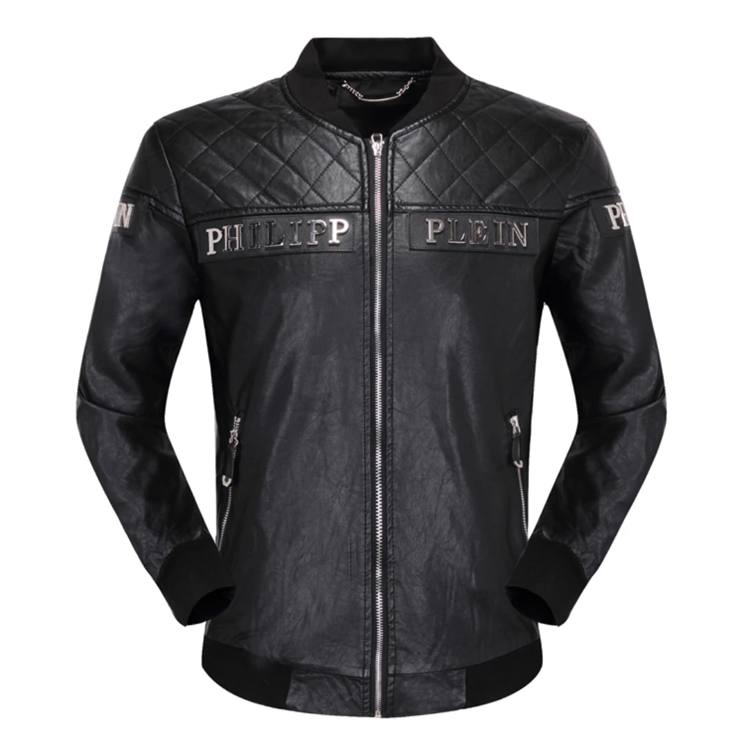 Top Brand Metal Letter Men's Faux Leather PU Faux Leather Plein Coats Jacket Fashion Locomotive Coat Mix Style M-XXXL