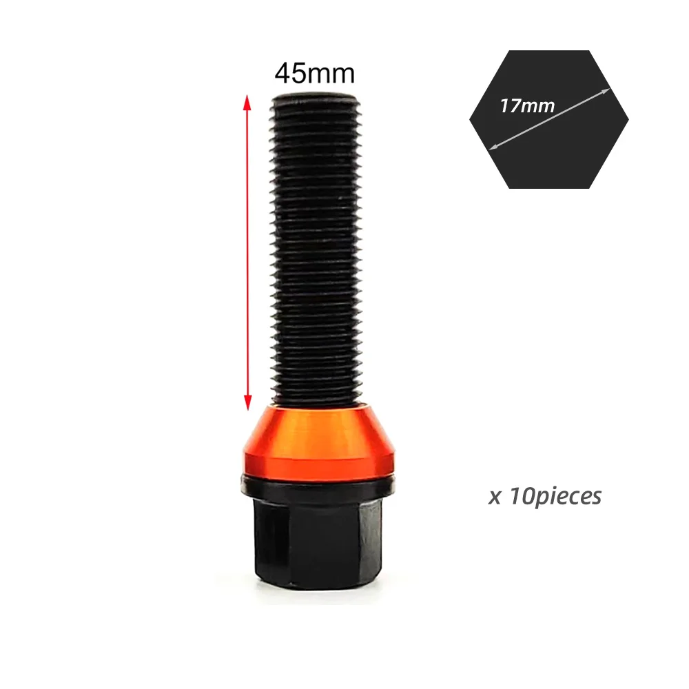 M14x1,5/M14x1,25 10 шт./компл. болты с наконечниками для колес автомобиля, винт для BMW Audi, универсальные гайки, шпильки, винты 12,9