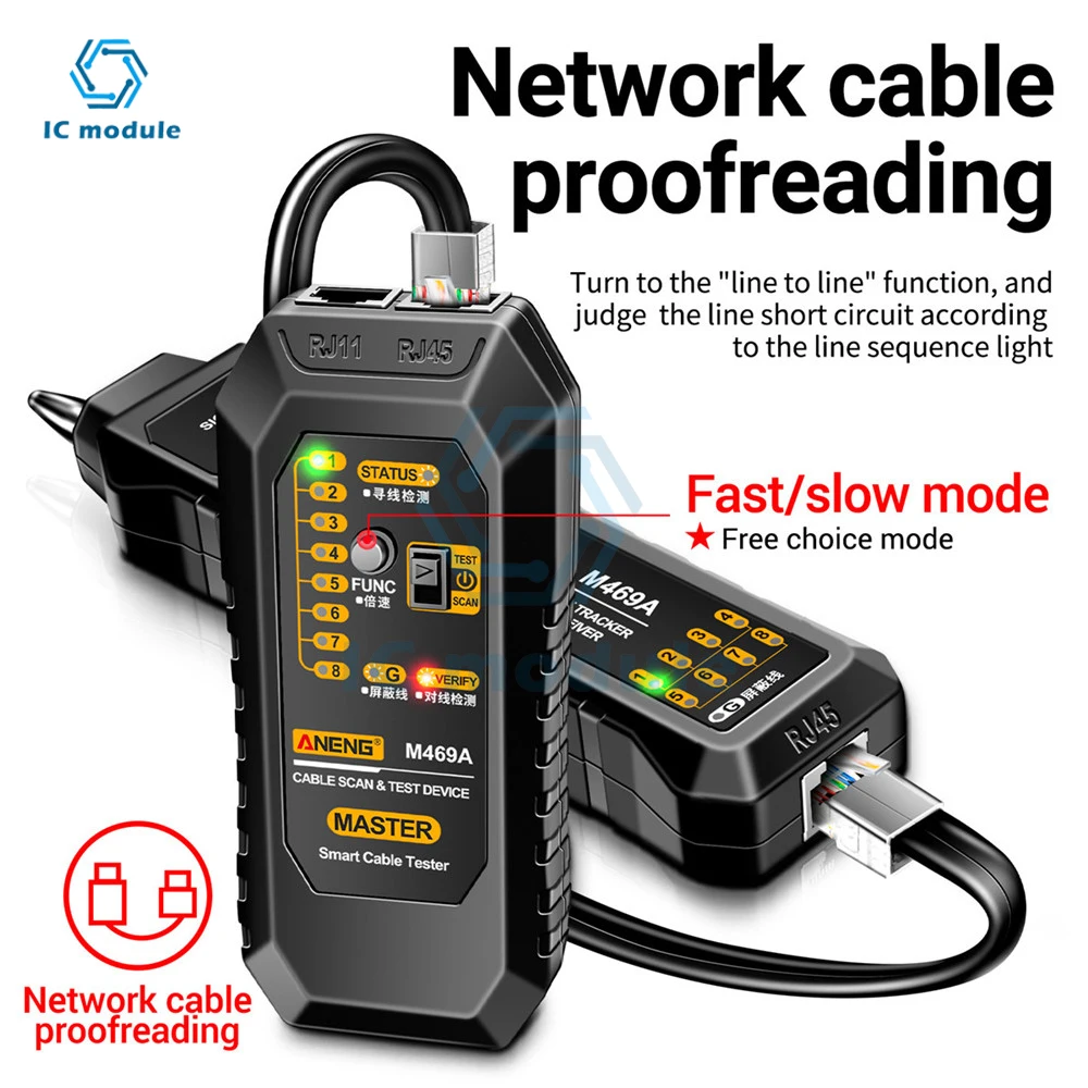 

Wire Tracker RJ45 RJ11 Network Cable Tracker M469A Networking Analyzer Telephone Line Network Wire Detector Measure Cables Tool