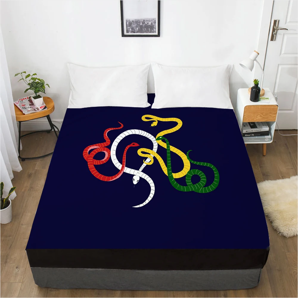 

1pc Elastic fitted sheet bed sheet With An Elastic Band Mattress Cover 160x200 Customizable size Bed cover abstract snake