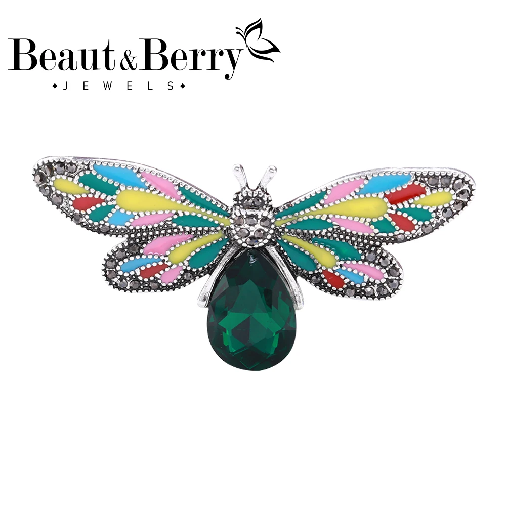 

Beaut&Berry Enamel Multicolor Crystal Bee Brooch Insect Brooch Pins For Women Jewelry Gift