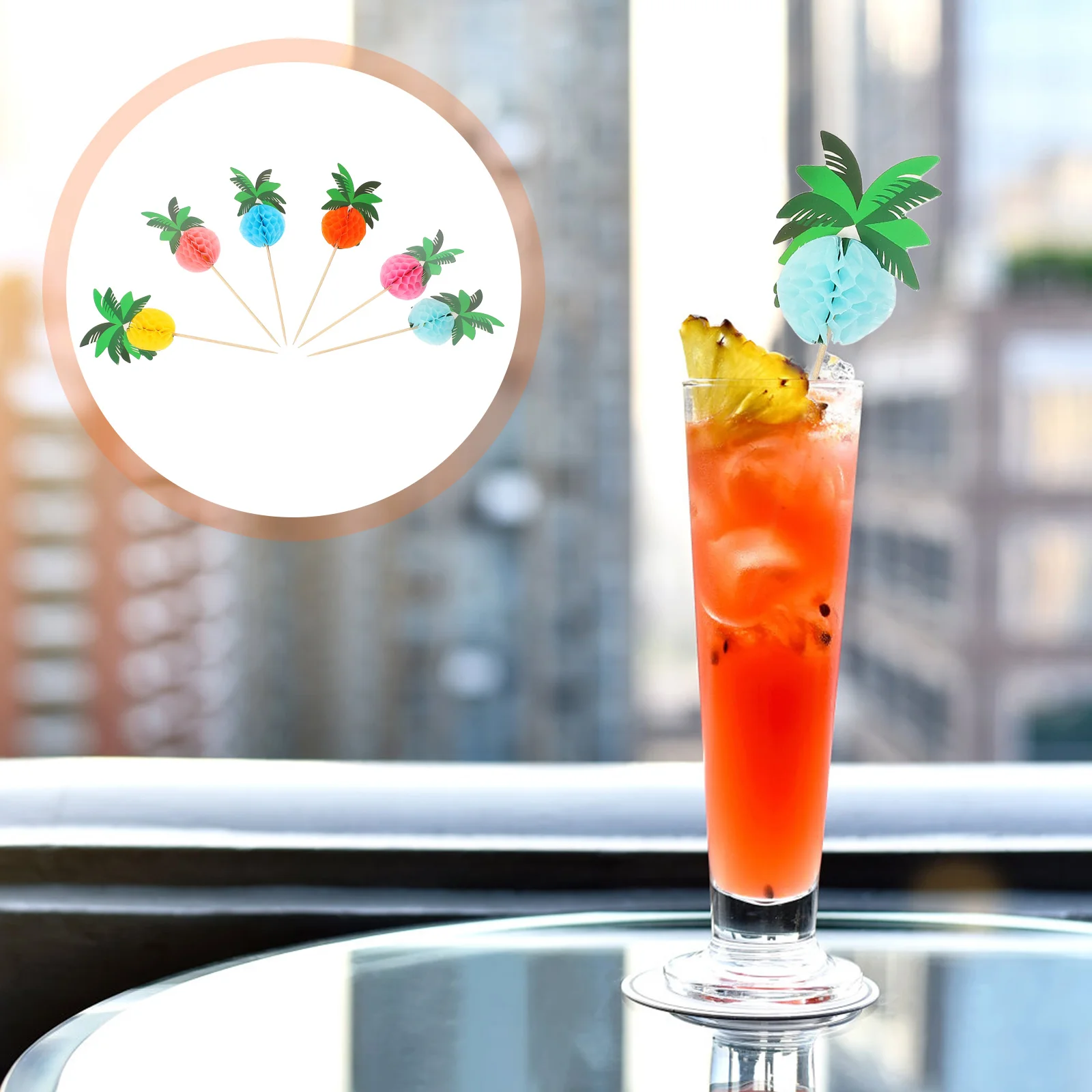 

50Pcs Disposable Food Picks Cocktail Fruit Appetizer Picks Coconut-tree Fruit Sticks for Party Cocktail Home