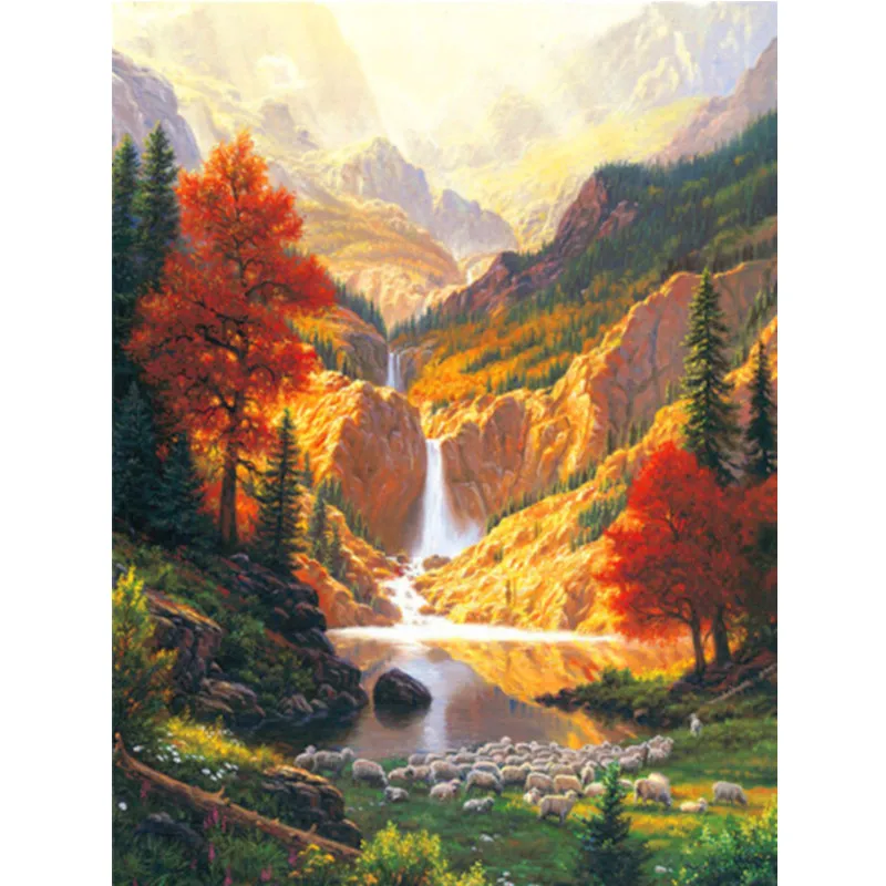 

Diamond Painting Landscape Waterfall Scenery 5d Diy Mosaic Full Square Round Drill Diamant Of Rhinestone Daimond Embroidery Pic
