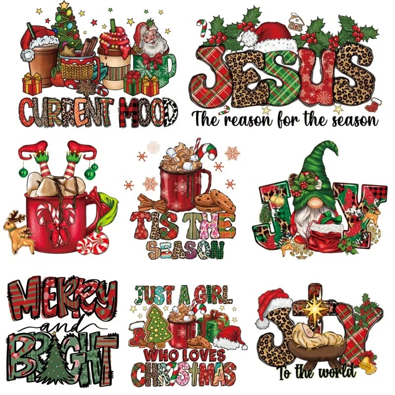 

Jesus Christmas Day Thermal Heat Transfer Sticker On Clothes DIY A-Level Washable Iron On Patches For Clothing Applique Decor