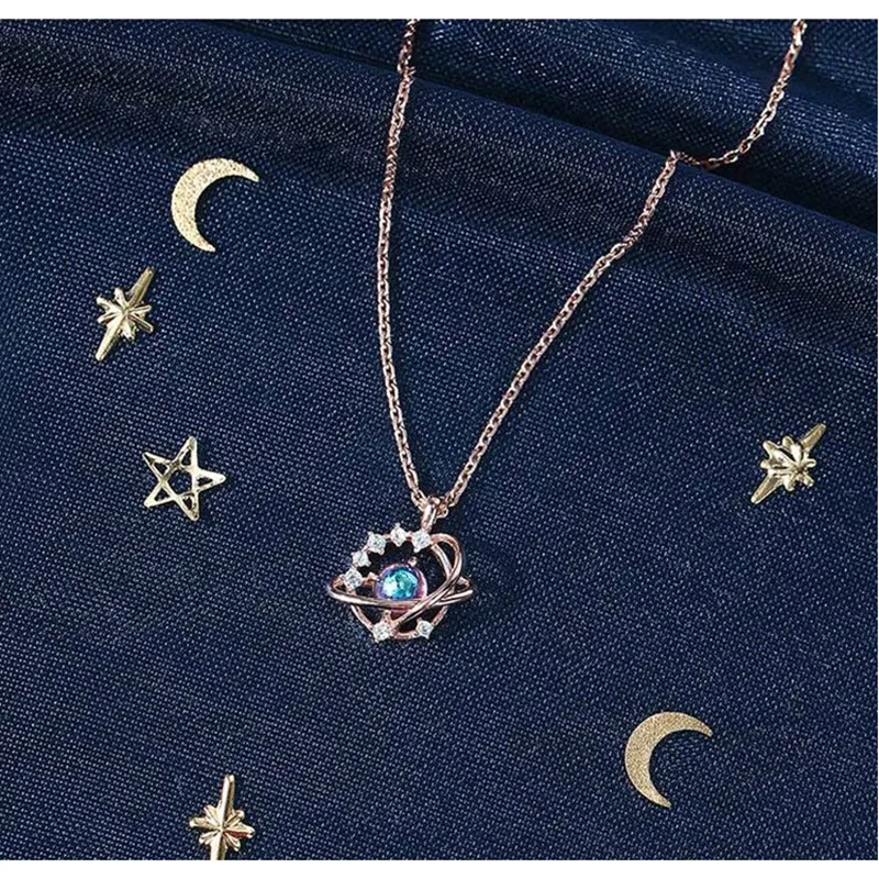 

Irregular multicolored necklace S925 silver coloured glaze dream planet han edition fashion necklace