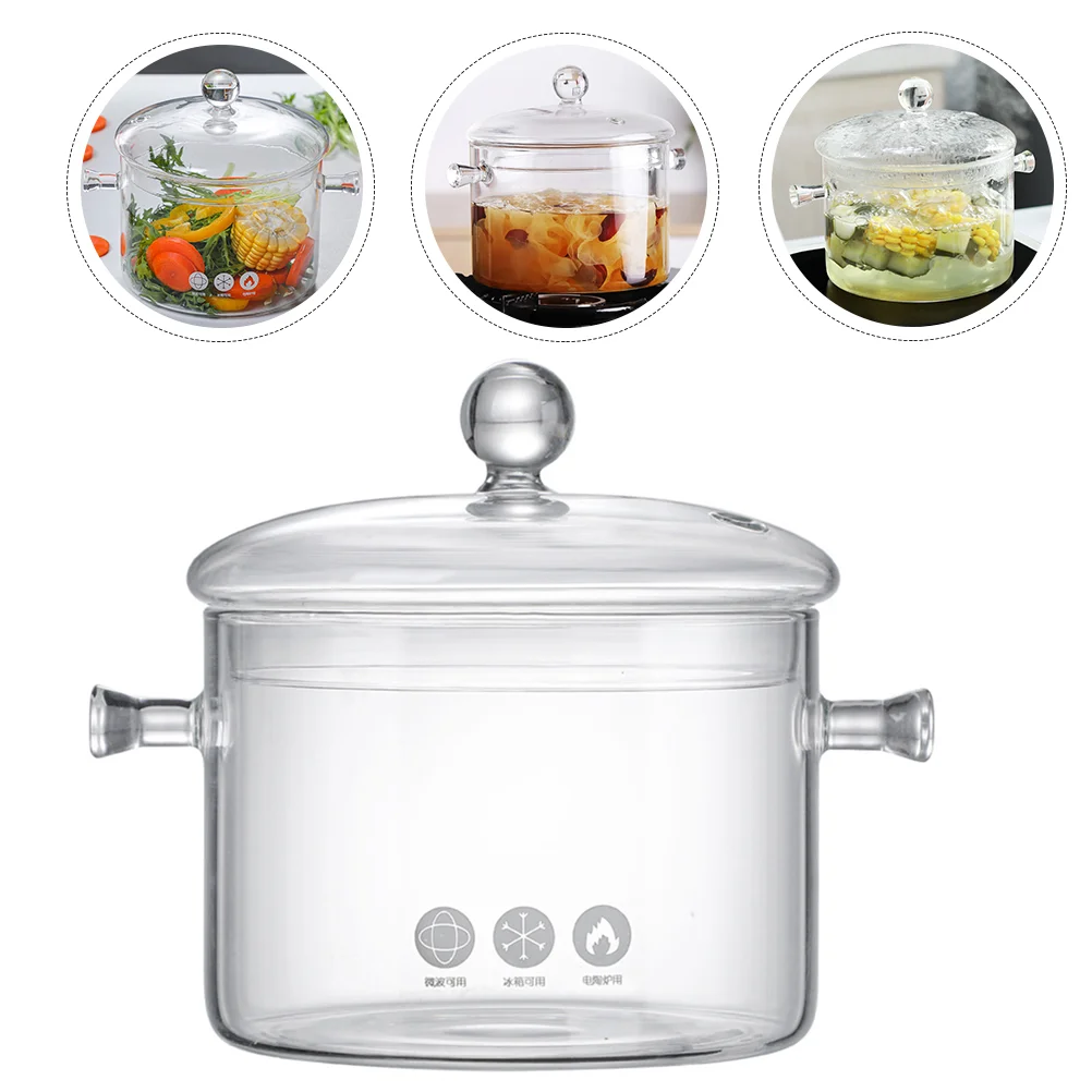 

Transparent Clear Heat-resistant Glass Cooking Pot Stew Pot Chicken Stew Pot Noodle Pot for Kitchen Cooking Hotel