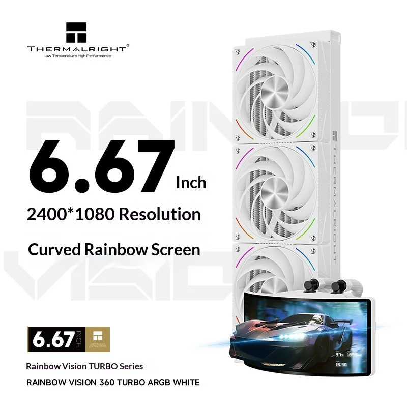 Фото Thermalright RAINBOW VISION 360 TURBO ARGB, 6.67-дюймовый изогнутый OLED-дисплей для системного видеонаблюдения, кастомный экран для мониторинга видеосигнала. №3