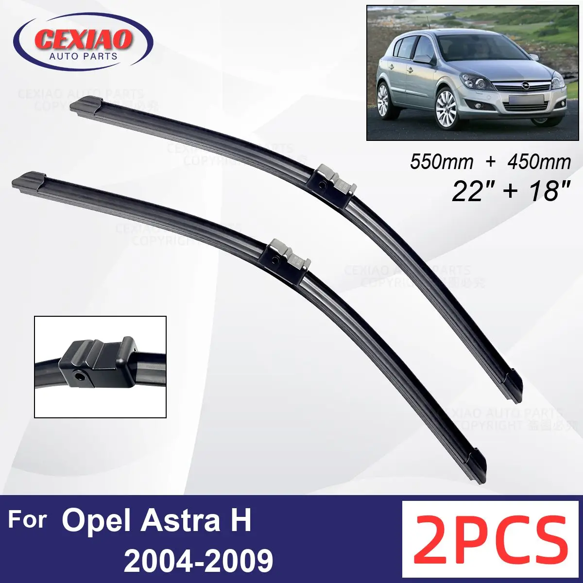 

Car Wiper For Opel Astra H 2004-2009 Front Wiper Blades Soft Rubber Windscreen Wipers Auto Windshield 22" 18" 550mm 450mm