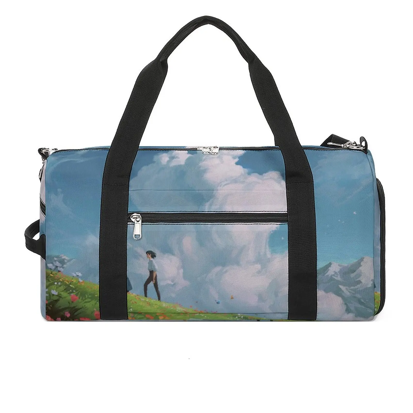 

Sophie And Howl Beautiful Scene Sport Bags Howls Moving Castle Gym Bag Weekend Men Design Handbag Luggage Colorful Fitness Bag