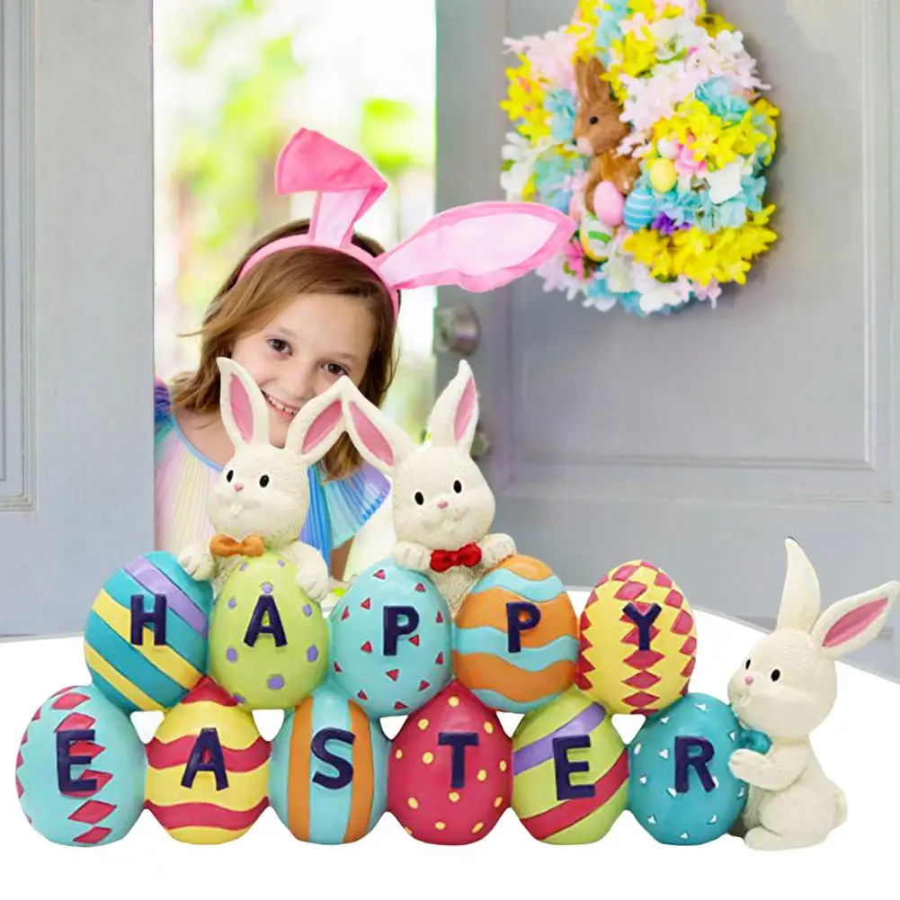 

Adorable Easter Pendant Festive Delightful Home Decoration Acrylic Happy Easter Cute Bunny Eggs Desk Ornament For Festive Party
