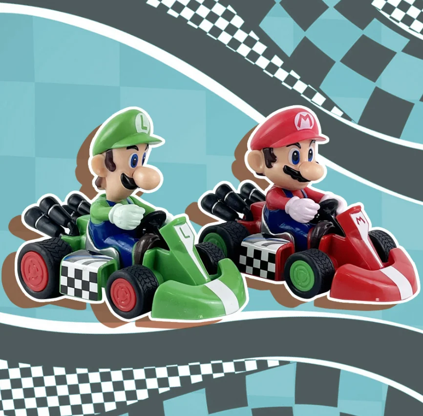 

Game Super Mario Pullback Cars Anime Peripheral Decorations for Boys Bowser Wario Yoshi Model Karting Toys Collection Kids Gifts