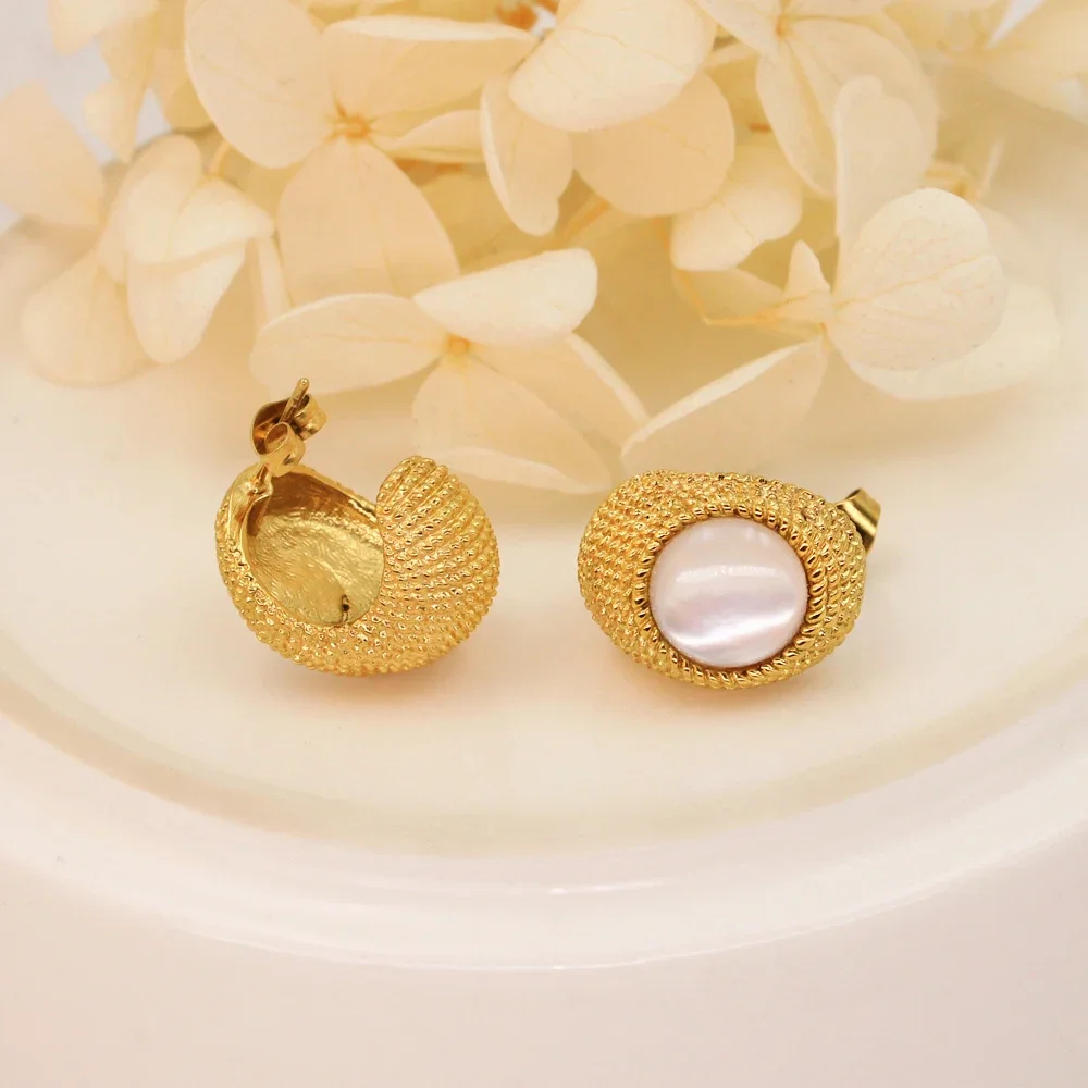 Элегантная женская бижутерия с крупным широким покрытием из золота 304L блестящий