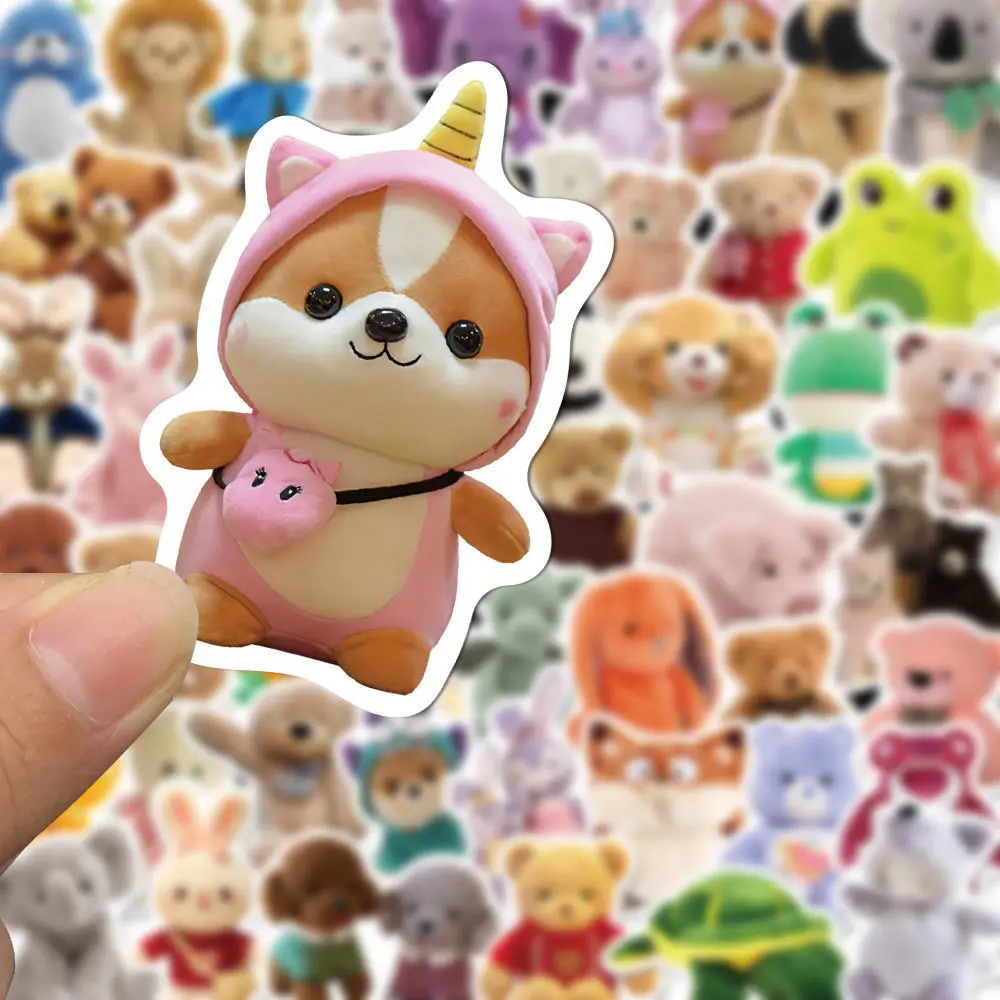 

10/50Pcs Cartoon Plush Animal Cute Stickers Ins Style Diy Hand Account Computer Desktop Decoration Waterproof Stickers