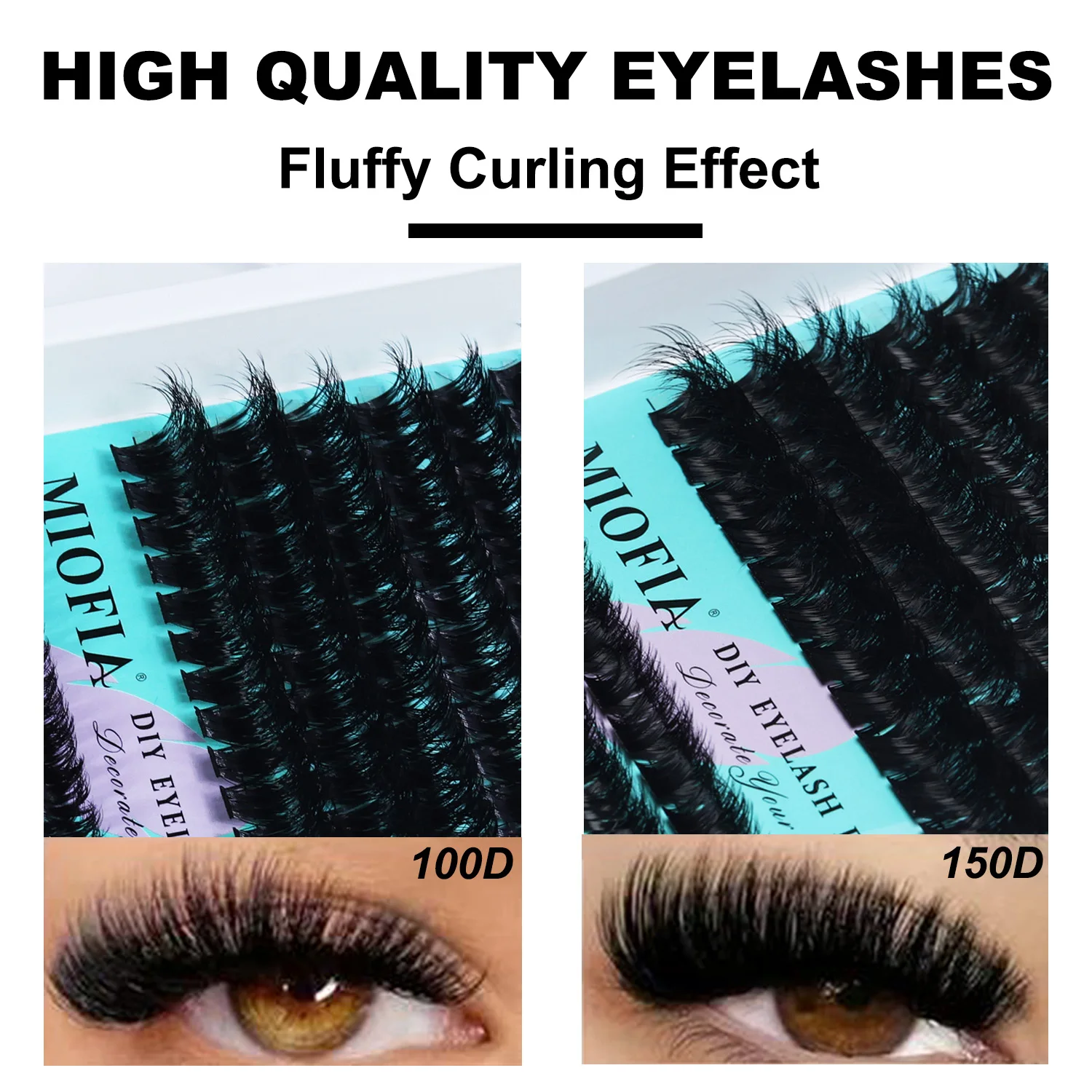 Фото Накладные ресницы MIOFIA 5D Voluminous Thick Cluster Lashes 30D-150D, 10-18 мм, смешанная длина, натуральные, многоразовые, для самостоятельного наращивания. №3