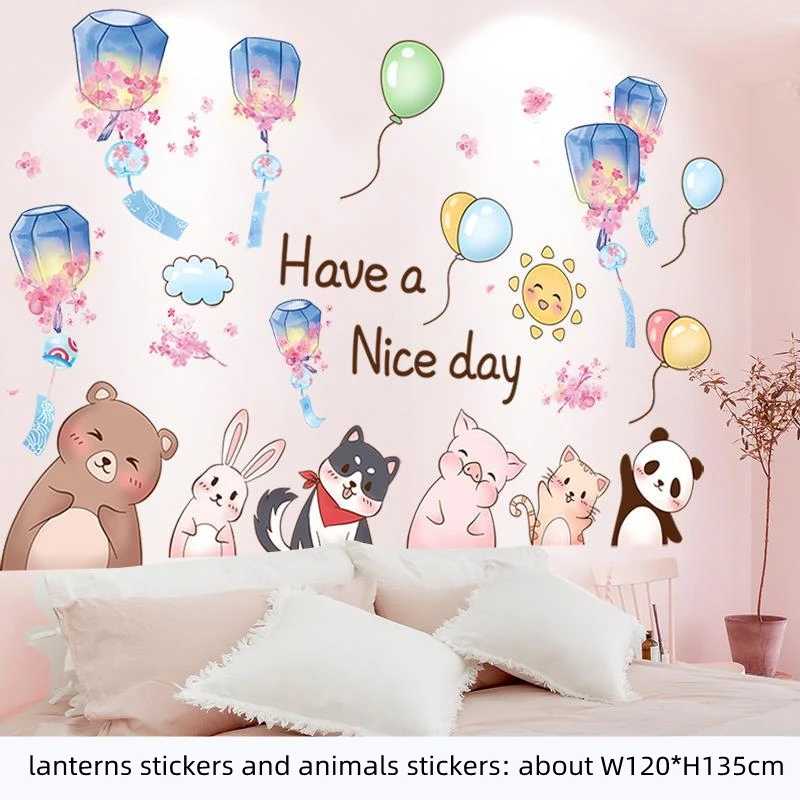 

[SHIJUEHEZI] Kong Ming Lanterns Wall Stickers DIY Animals Balloons Mural Decals for Living Room Bedroom Nursery Home Decoration
