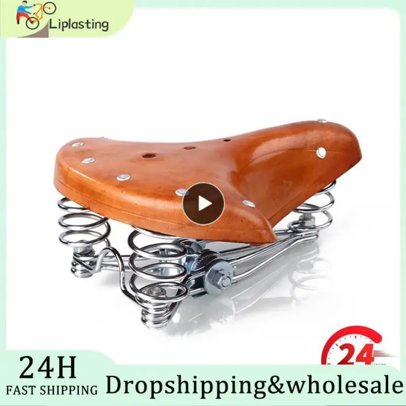 

Bicycle Saddle Waterproof Leather Three Spring Saddle Cowhide Saddle Seat Bicycle Seat Bicycle Seat Cushion Vintage Fashionable