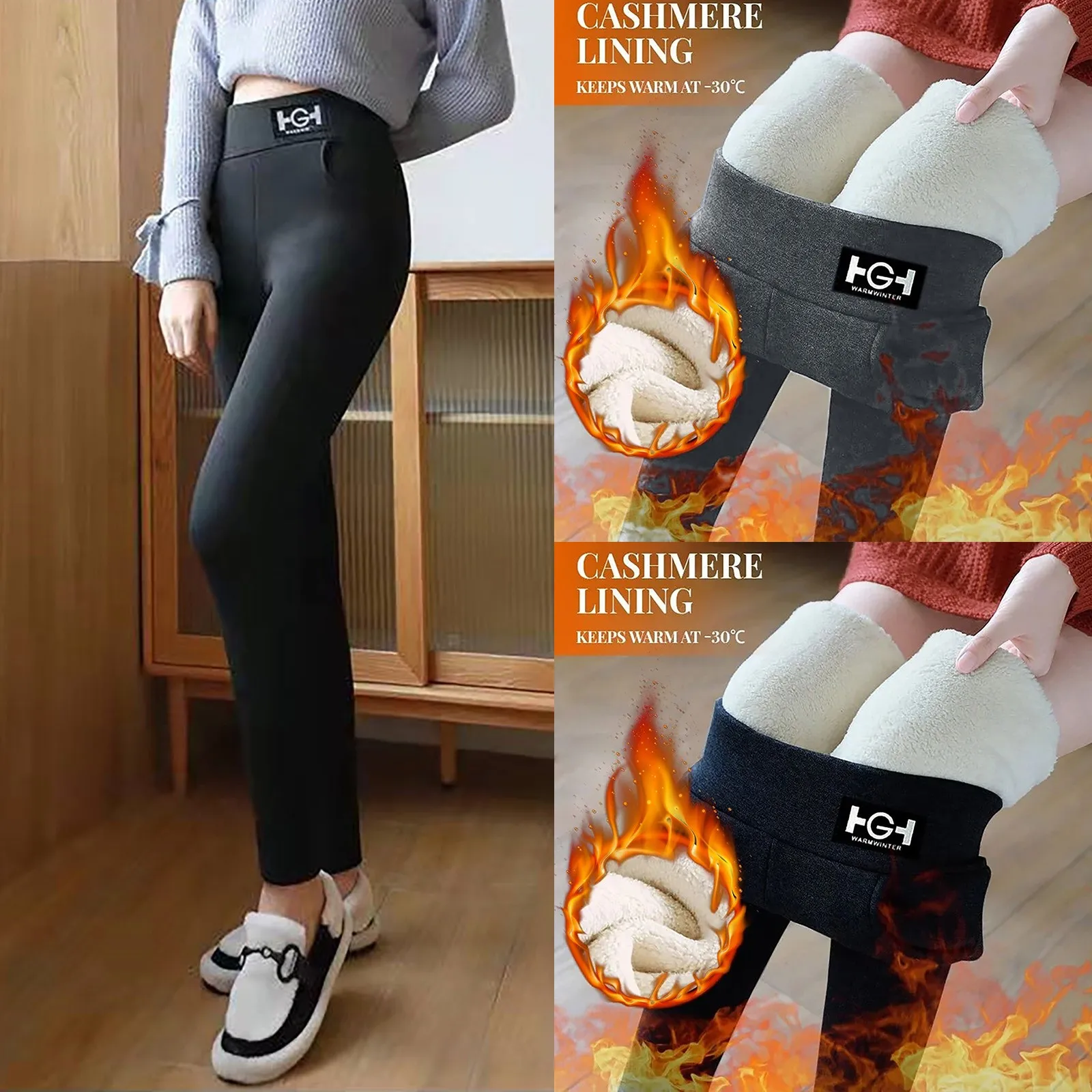 

Женские зимние повседневные однотонные леггинсы, эластичные женские термобрюки с высокой талией, Термолеггинсы Капри для тренировок 7/8