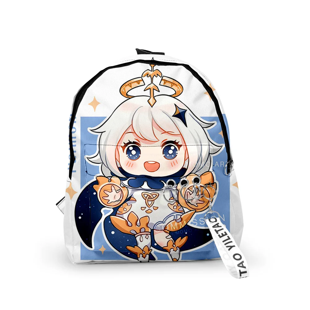 

Школьные ранцы Genshin Impact Paimon, дорожные сумки для мальчиков и девочек, милые маленькие сумки, водонепроницаемые Рюкзаки из ткани Оксфорд с объ...