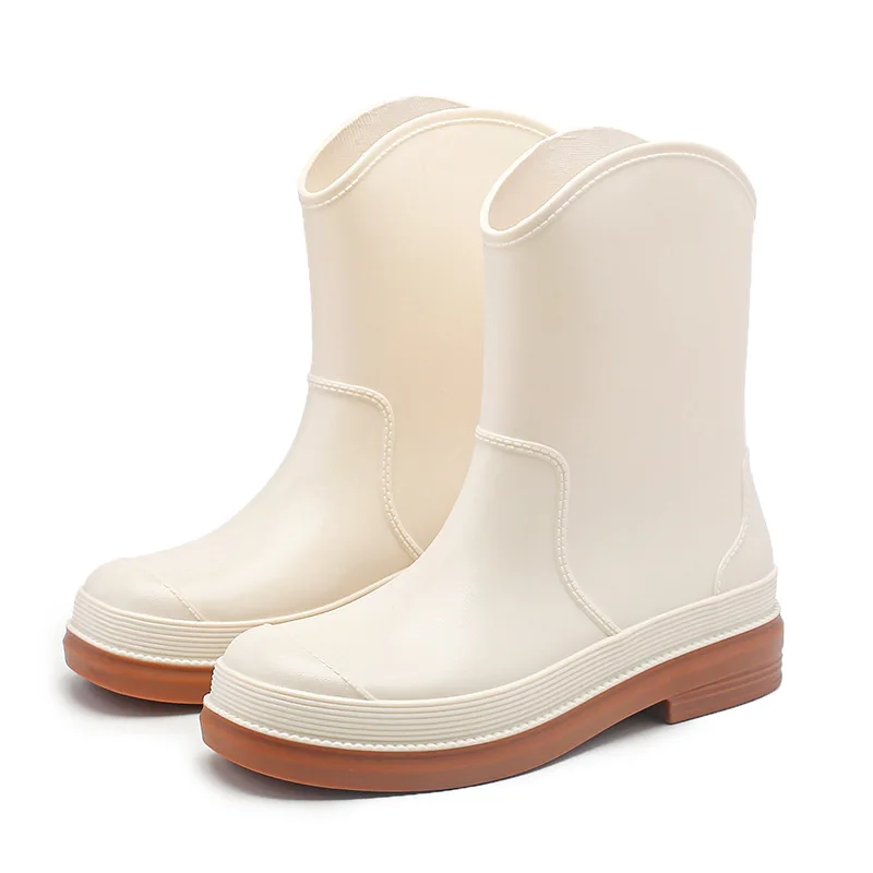 Women Mid-calf PVC Rain Boots Colorful Anti-slip Rain Shoes For Woman Wellies Boots AL14