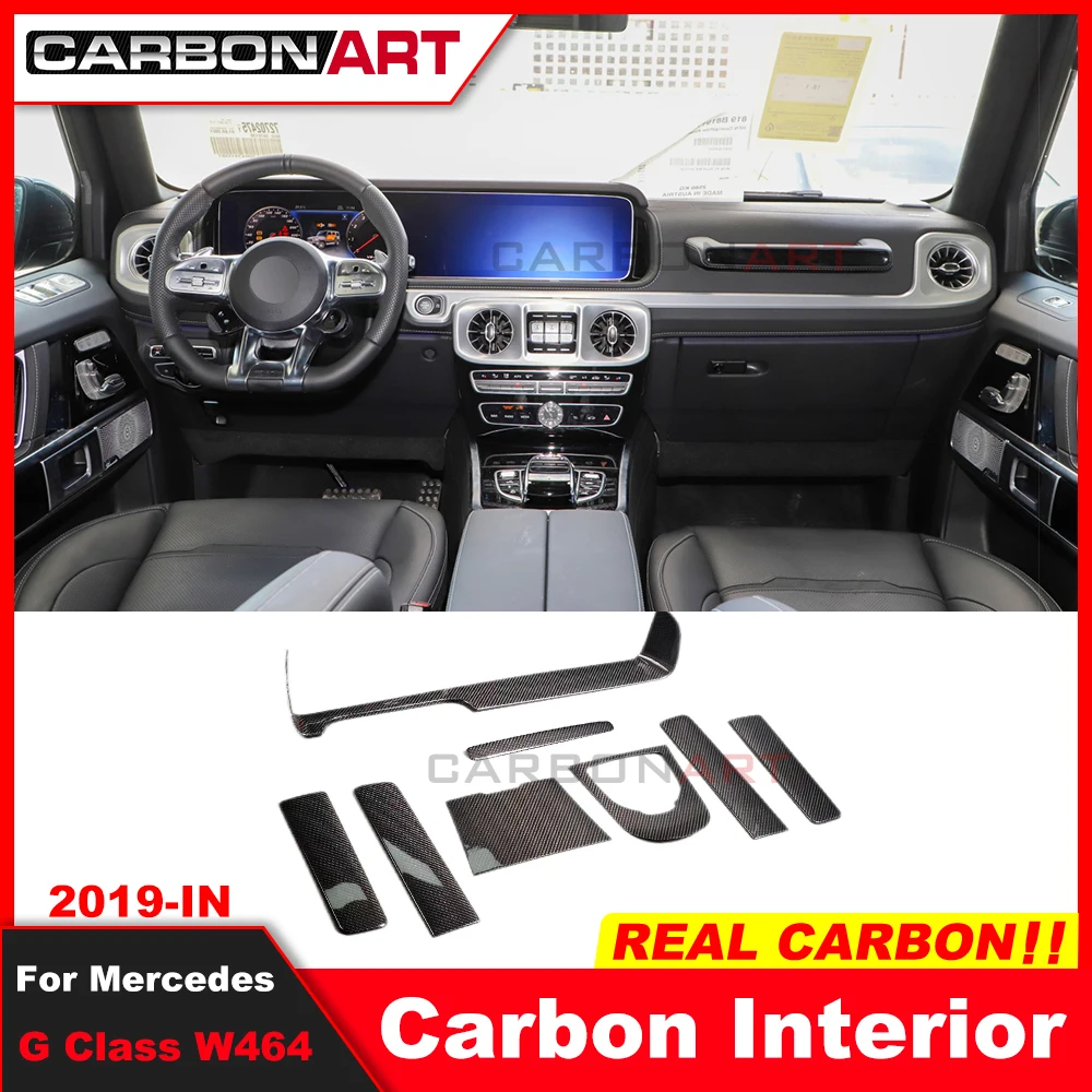 

Gloss Black Carbon Fiber Interior Cover Trim Car Accessories For-benz G class W464 2019-IN Gearshift CD Panel Door Armrest Cover