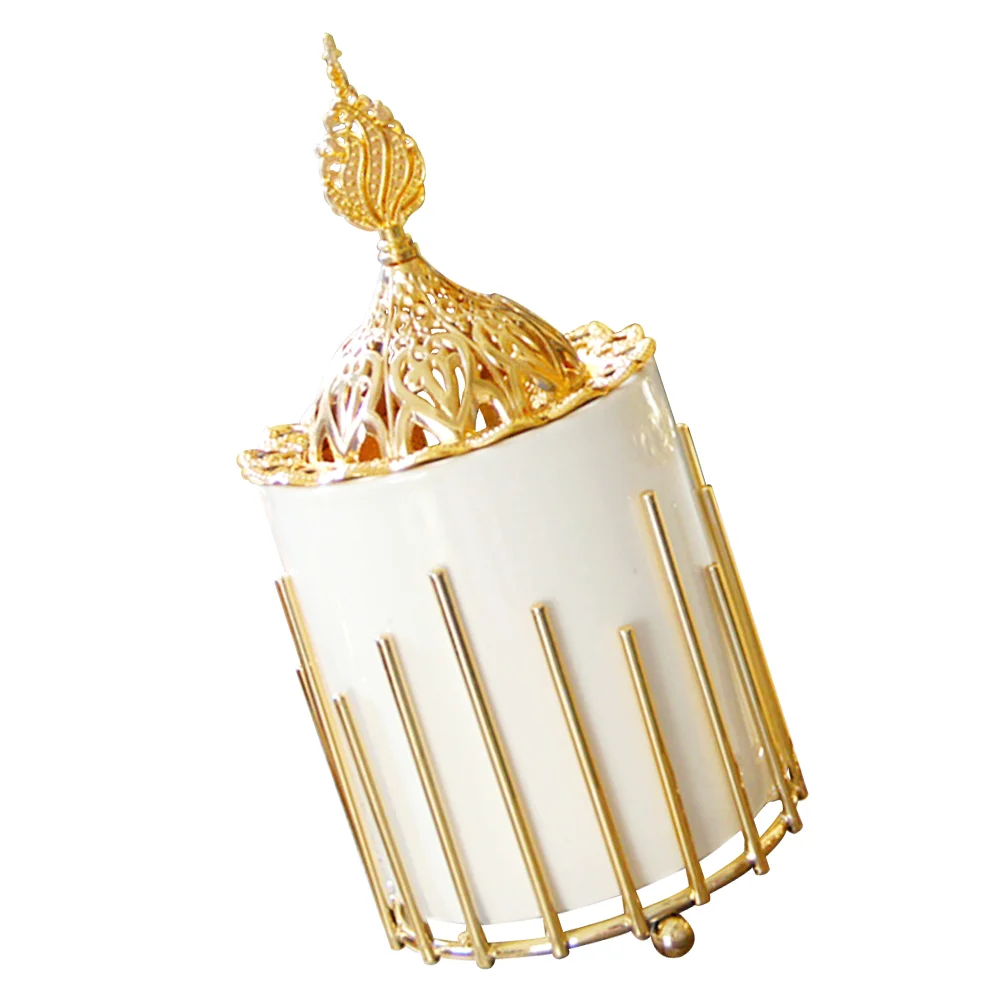 

Metal Ceramics Holder Xmas Aroma Burner Decoration For Home Decor Yoga Sze 1 Golden