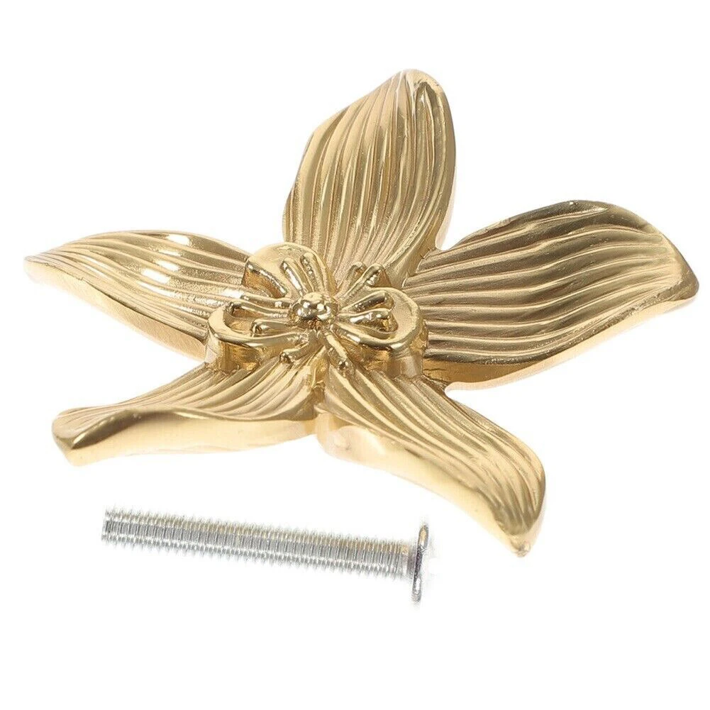 1 шт. твердая латунная ручка для ящика в форме цветка золотые ручки дверей шкафа с