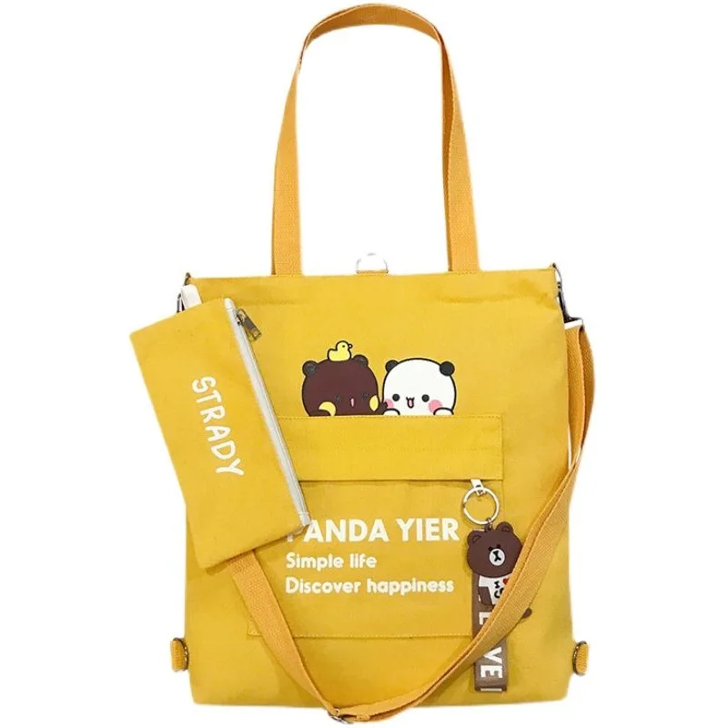 

School Backpack Shoulder Strap Handbags Crossbody Bag Girl Cute Cartoon Bag Canvas Tote Larg Capac Free Shipping