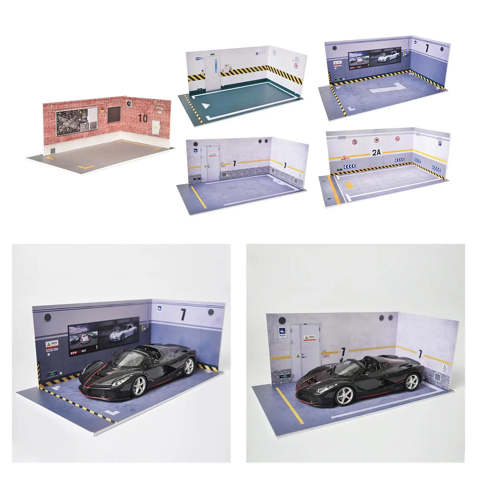 

Mini 1/24 Parking Space Scene Toy Car Show Simulation DIY Home Decor