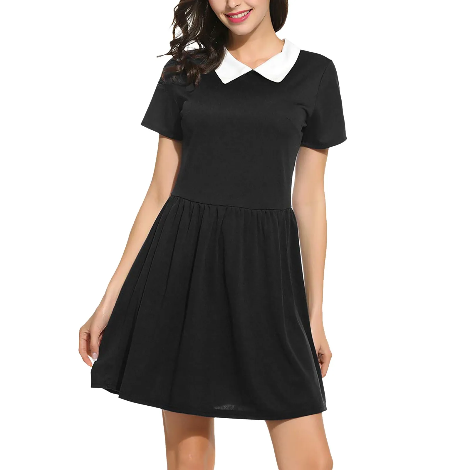 

Fashion Cosplays Costume Dress Halloween Wednesday Black Long Sleeved Dress