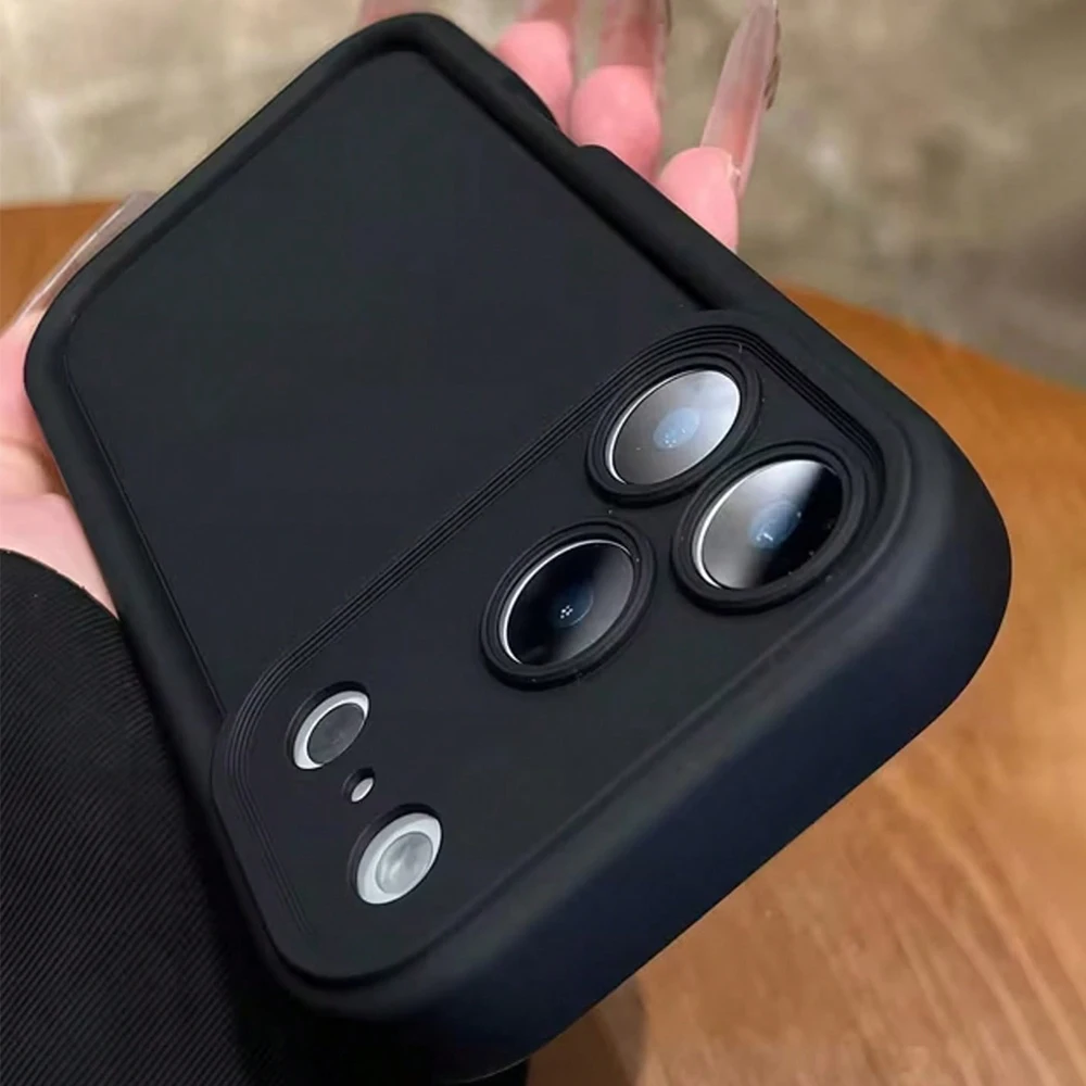 Фото Минималистичный утолщенный противоударный черный чехол для iPhone 17 16 15 14 13 12 11 Pro Max Plus Air XS X XR 16E 17E 7 8 SE2 №5