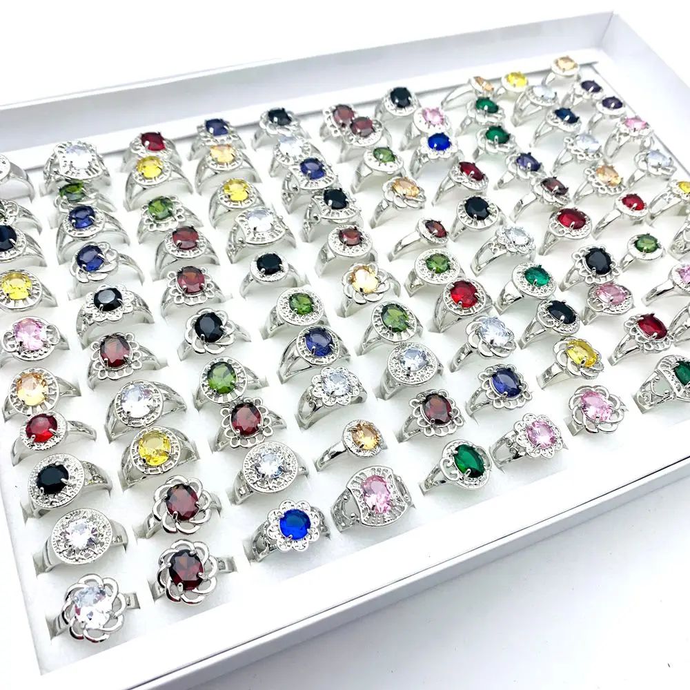 20 шт./лот кольца для женщин позолоченные посеребренные сверкающие циркониевые